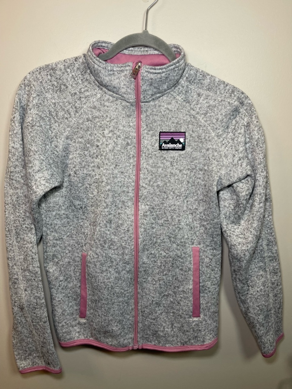 Avalanche Girls' Heather Gray & Pink Zip-Up Fleece Jacket